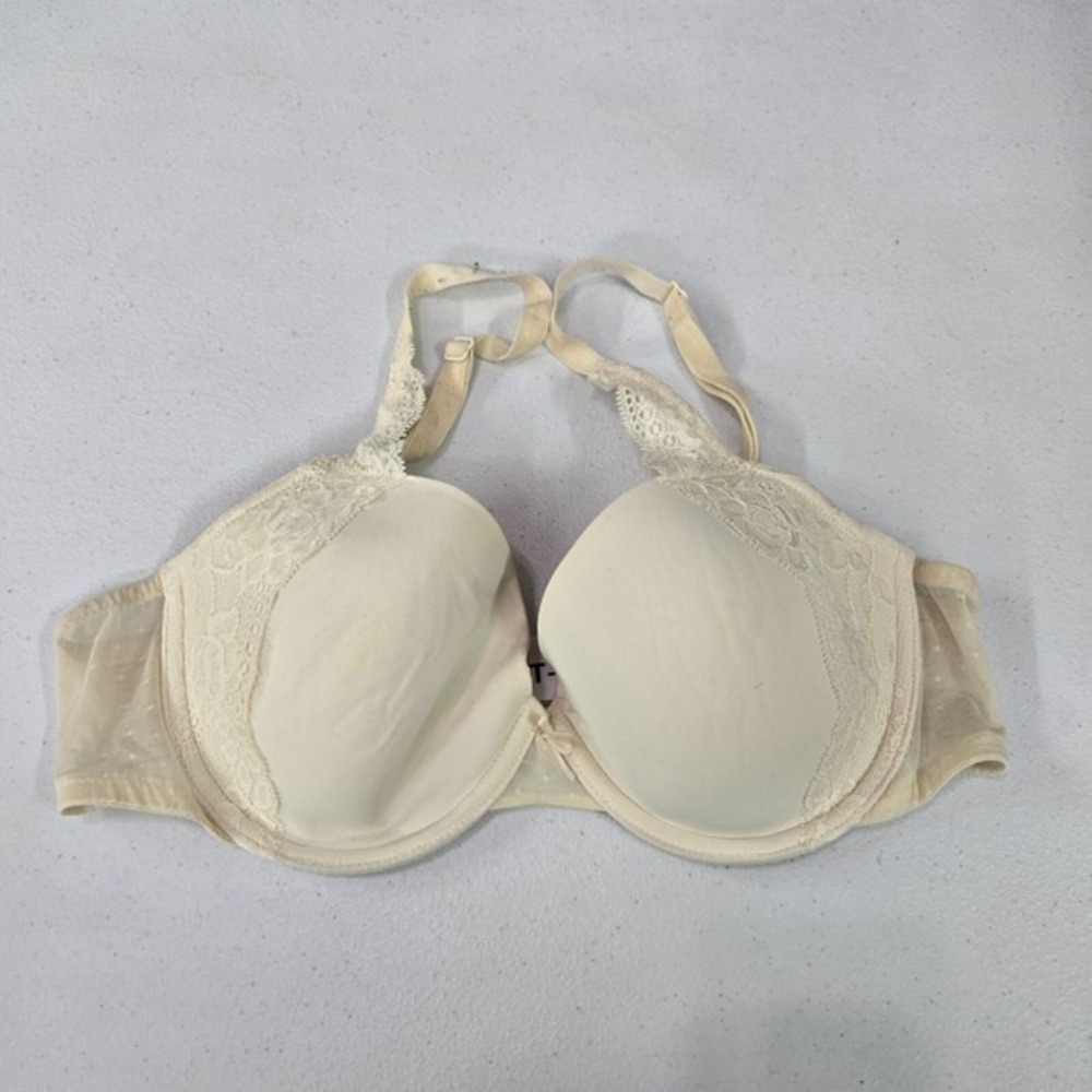 Victoria Secret Women Bra 36C Cream Lined Demi Underwire Lace Adjustable Straps